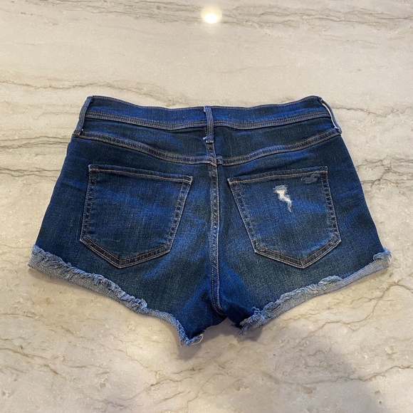 Hollister High-rise Dark Wash Distressed Jean Shorts 2" Inseam - Picture 2 of 3